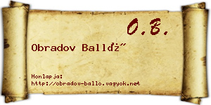 Obradov Balló névjegykártya